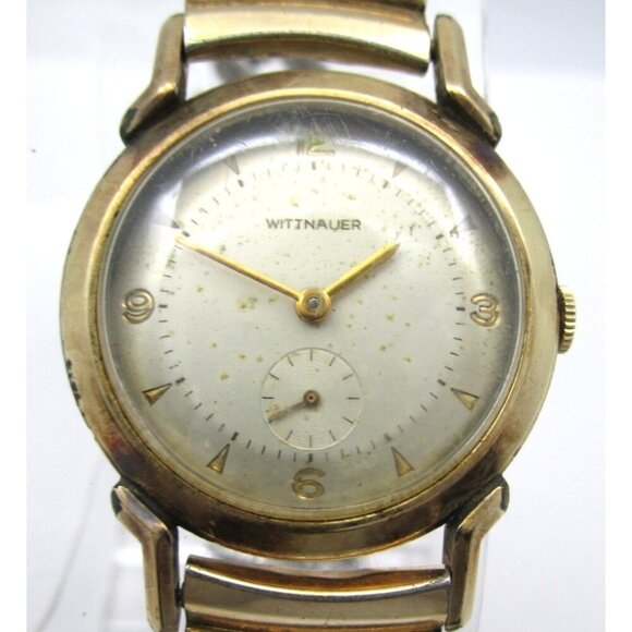 Vtg Men Wittanuer 10k Gold Filed Hand Wind Swiss 32mm Watch (H780) - Picture 1 of 14